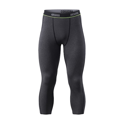 Arsuxeo Herren ¾ Radhose Fahhrad 3/4 Sporthose Leggings Formschluss MTB Mountain Rennrad Sport Atmungsaktiv Feuchtigkeitsableitung Schweißableitend Komfortabel Dunkelgrau Schwarz Bekleidung Erweitert Image