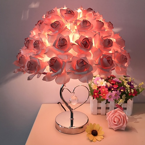 Romantische Rose Blume LED Tischlampe Valentinstag Stil Hochzeitsfeier für Mädchen Schlafzimmer Nachttisch Nachtlicht Dekoration Geschenk Urlaubsbeleuchtung Image