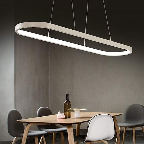 1-flammig 70c/90m led pendelleuchte 40w ovales design rechteckig aluminium schwarz lackiert moderne lampe für esszimmer restaurant kaffeebar 110-240v nur dimmbar mit fernbedienung Image