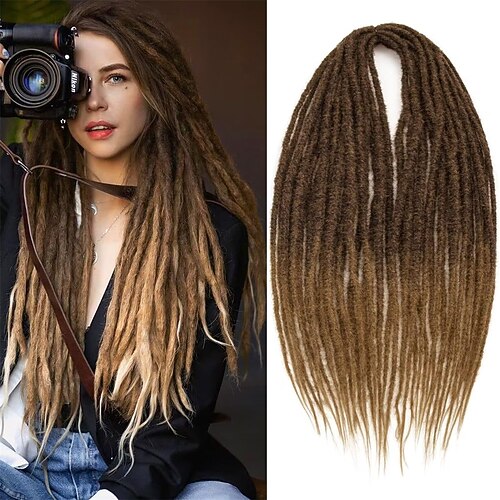 24-Zoll-Dreadlocks-Verlängerungen, Goddess Locs, Häkelhaar für Frauen, 10 Stränge, handgefertigte Dreadlock-Häkelhaarzöpfe, synthetisch, dünn, 0,6 cm, Hippie, gerade, doppelendige Dreads Image