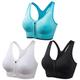 3er-Pack Damen-Sport-BH mit hohem Halt, Lauf-BH, nahtloser Reißverschluss vorne, Racerback-BH-Oberteil, gepolstert, für Yoga, Fitness, Fitnessstudio, Workout, atmungsaktiv, stoßfest, schnell trocknend, Khaki, Schwarz, Weiß, einfarbig