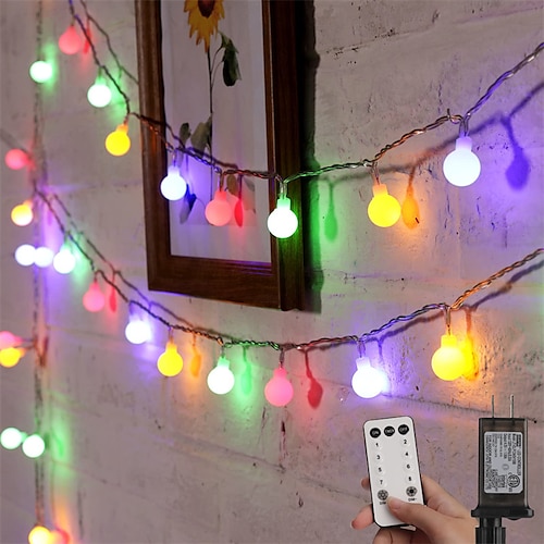 Globus Ball Lichterkette 100m 330FT 800LEDs Feen Lichterstecker mit 8 Modi Fernbedienung Dekor für Innen Außen Party Hochzeit Baum Garten Halloween Warmweiß Weiß Mehrfarben Image
