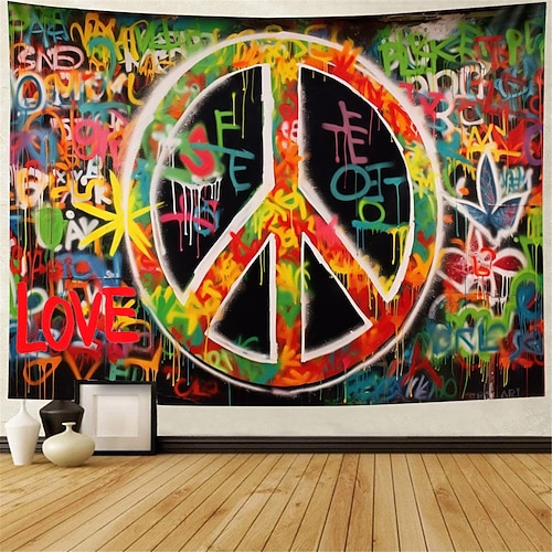 Hippie Groovy Wandteppich zum Aufhängen, Wandkunst, großer Wandteppich, Wanddekoration, Fotografie, Hintergrund, Decke, Vorhang, Zuhause, Schlafzimmer, Wohnzimmer, Dekoration, friedliche Liebe, Image