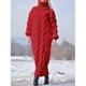 Damen strickkleid Pulloverkleid Winter Kleid kleid lang Strickware Warm Modisch Einfarbig Outdoor Täglich Urlaub Ausgehen Rollkragen Langarm 2023 Lockere Passform Rote Blau S M L XL XXL 3XL