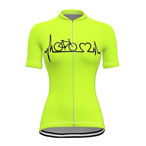 Damen Radtrikot Grafik Lustig Fahhrad T-Shirt Trikot Oberteil mit 3 Gesäßtaschen Mountainbike MTB Straßenradsport Sonnenschutz Schnelltrocknend Frontreißverschluss Stretch Sport Gelb Rot Blau Image