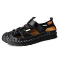 Herren Sandalen Loafer Slip On Ledersandalen Übergrössen Handgefertigte Schuhe Klassisch Britisch Täglich Büro Karriere PU Stiefeletten / Stiefeletten Klettverschluß Wein Schwarz Braun Sommer