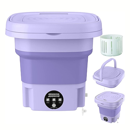 Faltbare Waschmaschine, tragbare Mini-Waschmaschine, geeignet für Camping, Wohnmobil, Reisen, Unterwäsche-BH-Socken-Waschmaschine, geeignet für den Heimgebrauch, 8 l großes Fassungsvermögen Image
