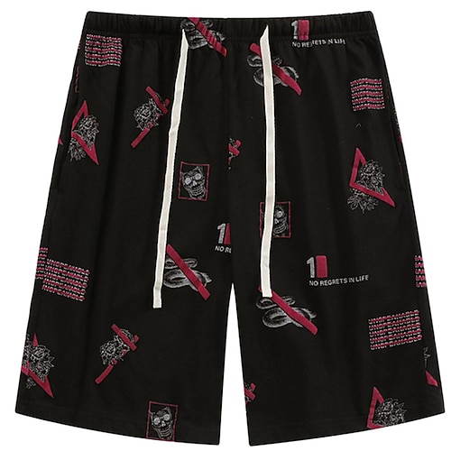Herren Hausanzug Pyjama-Shorts Tier Grafik-Drucke Brautkleider schlicht Komfort Heim Täglich Bett Baumwolle Atmungsaktiv Weich Elastische Taille Sommer Frühling Wasserblau Schwarz Image