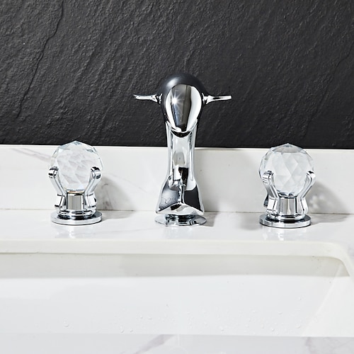 Waschbecken Wasserhahn - Verbreitete Chrom / Nickel gebürstet / Galvanisierung 3-Loch-Armatur Zwei Griffe Drei LöcherBath Taps Image
