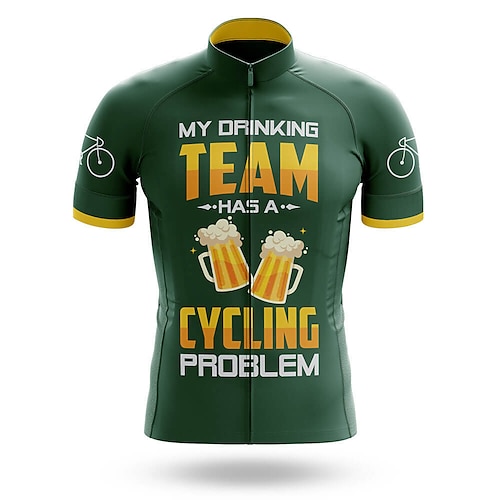 Herren Radtrikot Lustig Bier Mein Trinkteam hat ein Fahrradproblem Kurzarm Fahhrad Trikot Oberteil mit 3 Gesäßtaschen Mountainbike MTB Straßenradsport Schnelltrocknend Reflektierende Streifen Image