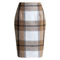 Damen Rock Bodycon Faltenrock Mini Hoher Taillenbund Röcke Bedruckt Plaid Maillard Strasse Täglich Winter Baumwolle Modisch Sexy Dunkelbraun Cachi scuro Hellkaki Pures Schwarz