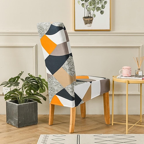 Stretch-Esszimmerstuhlbezüge Stuhlhussen XL/übergroßer, abnehmbarer, waschbarer, weicher Spandex-Stuhlbezug mit hoher Rückenlehne und großer Stuhlhusse für Esszimmer, Küche, Hoteltisch, Bankett Image