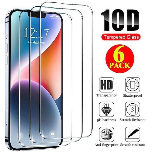 6 Stück HD Full Cover Schutzglasfolie für iPhone 15 15 Plus 15 Pro 15 Pro Max / 14 14 Plus 14 Pro 14 Pro Max / iPhone 13 13 Pro 13 Pro Max / iPhone 11 12 Pro 12 Pro Max / iPhone X / iPhone 6S 6 7 8 Image