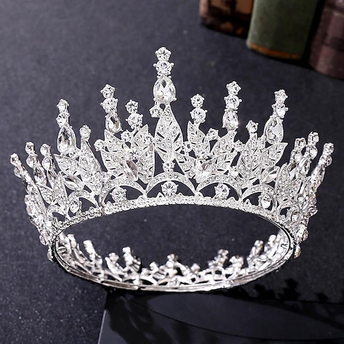 Silber Tiara und Krone für Frauen Kristallkönigin Kronen Strass Prinzessin Diademe für Mädchen Braut Hochzeit Haarschmuck für Brautgeburtstag Party Abschlussball Halloween Cosplay Kostüm Weihnachten Image
