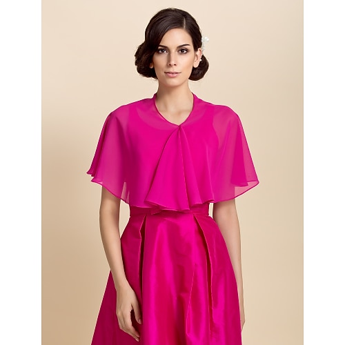 Kurzarm Kleine Umhänge Chiffon Partyabend Hochzeits-Wraps Mit Drapiert / Einfarbig Image