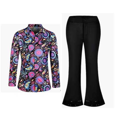 Herren Retro Vintage Hippie 1970er Kostümzubehör-Sets Bluse / Hemd Cosplay Perücken für Halloween Maskerade Image