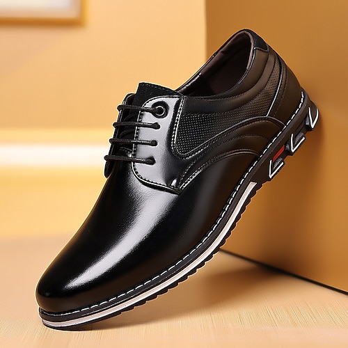 Herren Outdoor Derby-Schuhe Wanderschuhe Brautkleider schlicht Täglich Büro Karriere PU Leder Komfortabel Schnürsenkel Rinde braun Schwarz Frühling Herbst