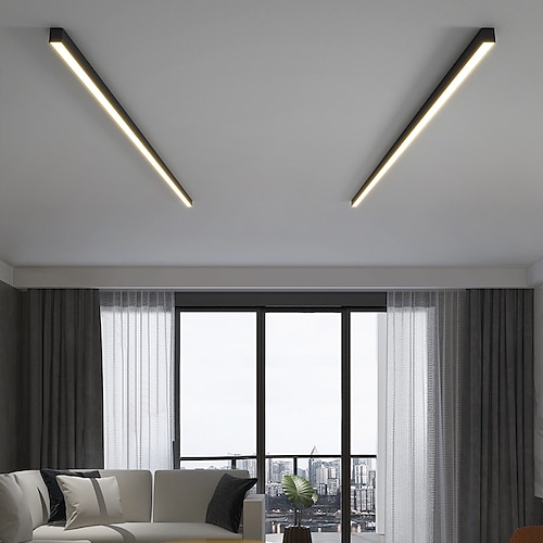 LED Deckenleuchte dimmbar 60cm 80cm Line Design Acryl Metall Deckenleuchten für Wohnzimmer Büro 110-240V Image