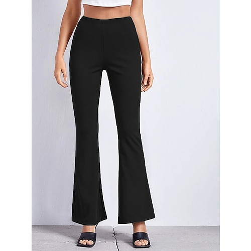 Damen Schlaghose Hosen Hose Mode Streetwear Volle Länge Mittlere Taille Blumen Einfach Elastischer Bund Druck Komfort Atmungsaktivität Weich Mikroelastisch Täglich Urlaub Party Schwarz Regenbogen Image