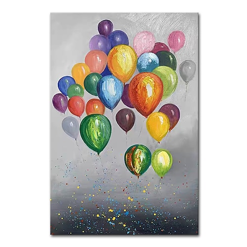 Mintura handgefertigte Heißluftballon-Ölgemälde auf Leinwand, Wandkunst, Dekoration, modernes abstraktes Bild für Heimdekoration, gerolltes, rahmenloses, ungedehntes Gemälde Image