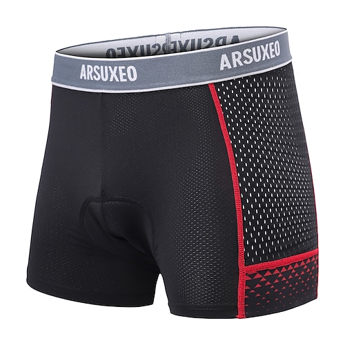 Arsuxeo Herren Gemustert Fahrradunterwäsche-Shorts Fahrrad Unterwäsche Fahrradhose Fahhrad Unterwäsche Shorts Gepolsterte Shorts / Chamois Formpassend Mountainbike MTB Straßenradsport Sport Reduziert Image