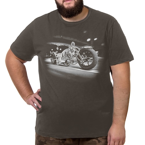 Herren Übergröße Groß Hoch T Shirt Tee Rundhalsausschnitt Schwarz Weiß Marineblau Kurze Ärmel Outdoor Ausgehen Bedruckt Grafik-Drucke Bekleidung Baumwollmischung Strassenmode Stilvoll Brautkleider Image