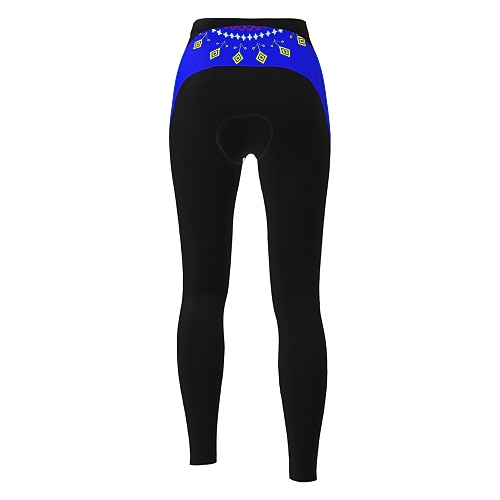 Damen Einfarbig Gemustert Fahrradhose Fahhrad Hosen Strumpfhosen Winter Mountainbike MTB Straßenradsport Sport 3D-Polster Schnelltrocknend tragbar Weich Schwarz Gelb Bekleidung Fahrradbekleidung Image