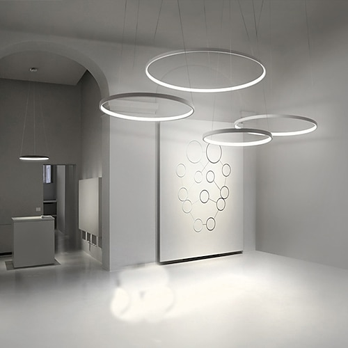 40 60 80 cm dimmbare LED-Pendelleuchten Kreis Design Aluminium Kieselgel Moderner Stil Klassisch Kreis Schwarz Zeitgenössisch Modern 220-240 V 110-240 V Image