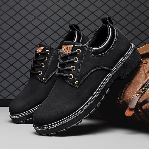 Freizeit-Arbeitsschuhe aus Wildleder für Herren – strapazierfähige Schnürstiefeletten für den Außenbereich und den Alltag Image
