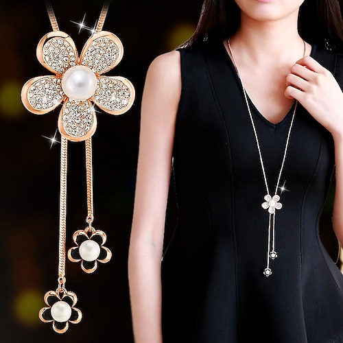 Weihnachtsgeschenke für Frauen Mama Sie Koreanische Version von Herbst und Winter Kristallpullover Kette Halskette Großhandel Hochwertige lange Kette vielseitiger Quastenperlenanhänger mit Zubehör Image