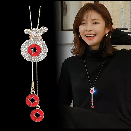 Weihnachtsgeschenke für Frauen Mama Sie Koreanische Version von Herbst und Winter Kristallpullover Kette Halskette Großhandel Hochwertige lange Kette vielseitiger Quastenperlenanhänger mit Zubehör Image