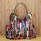 schicke mehrfarbige Patchwork-Lederhandtasche - auffällige Designer-Tasche, perfekt für modische Outfits und besondere Anlässe