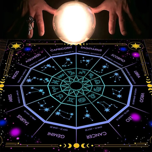 Tarot-Tischdecke für Spiele, Altardecke, Hexerei-Astrologie-Dekor, Orakelkarten-Unterlage, Tarot-Matte, Hexer-Dekor, Partygeschenke, Party-Geschenk-Dekor, Partyzubehör, magische Kunst, Wahrsagerei Image