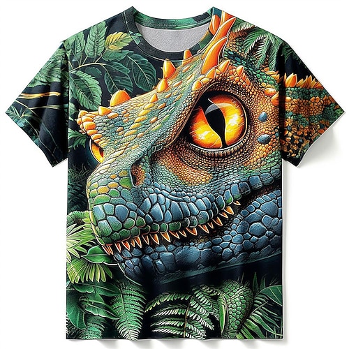 Herren Grafik Tiermotiv Dinosaurier T Shirt Kurzarm T-Shirt 3D-Druck Rundhalsausschnitt Hemd Designer Lässig Subkultur Sport im Freien Ferien Ausgehen Blau Purpur Orange Frühling Sommer Bekleidung Image