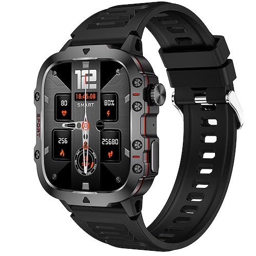 iMosi QX11 Smartwatch 1.96 Zoll Smartwatch Fitnessuhr Bluetooth Schrittzähler Anruferinnerung AktivitätenTracker Kompatibel mit Android iOS Damen Herren Freisprechanlage Wasserdicht Mediensteuerung Image