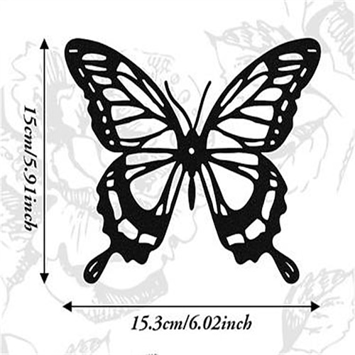 1 Stück Schmetterling-Wanddekoration aus Metall, schwarze Libelle, Kolibri, Schmetterling, Metall-Wandkunst, hängende Wanddekoration, geeignet für modernes Bauernhaus, rustikales Zuhause, Wohnzimmer, Badezimmer, Innen- und Außendekoration,... Image