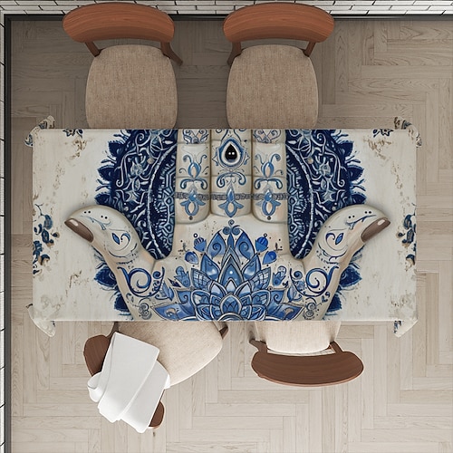 Hamasa-Hand-Ramadan-Rechteck-Tischdecke, wasserdichte rechteckige Tischdecke für das Essen in der Küche Image