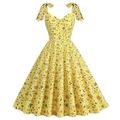 elegantes Retro-Vintage-Kleid der 1950er Jahre, Vintage-Kleid, ausgestelltes Kleid, knielang, für Damen, V-Ausschnitt, Maskerade, Cocktailparty, Teeparty, lässiges Alltagskleid