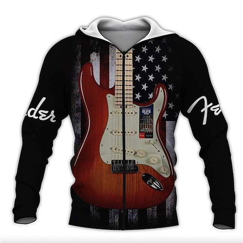 4. Juli 2026 250. Gedenktag Herren Grafik Musikfestival Gitarre Kapuzenlangarm-Hoodie Sweatshirt Casual Daily Sports Image