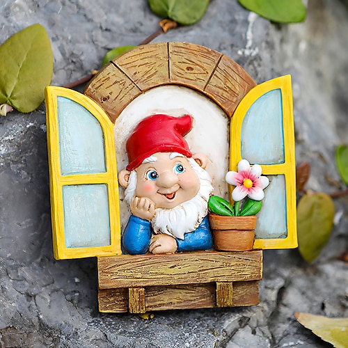Gartenzwerg-Statue, Elfe aus der Tür, Baumumarmer, Garten-Peeker, Hofkunst, Baumskulptur, Baumzwerg-Dekoration im Freien, für Terrasse, Hof, Rasen, Veranda, Ornament