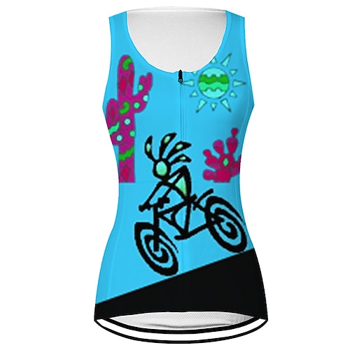 Damen Fahrradweste Radtrikot Grafik Ärmellos Fahhrad Weste / Gilet Trikot Oberteil mit 3 Gesäßtaschen Mountainbike MTB Straßenradsport Schnelltrocknend Rückentasche Feuchtigkeitsableitend Atmungsaktiv Image