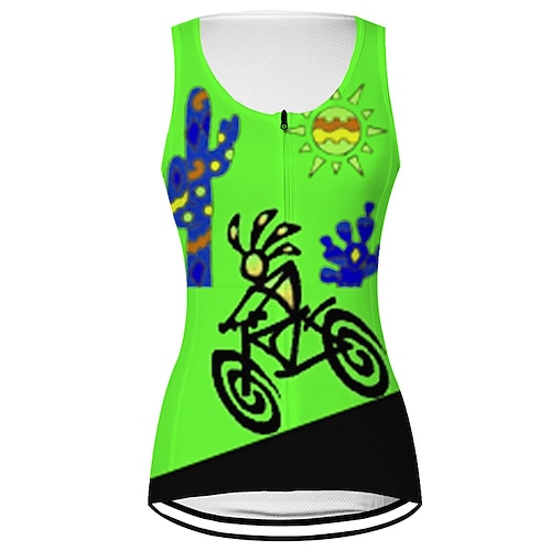 Damen Fahrradweste Radtrikot Grafik Ärmellos Fahhrad Weste / Gilet Trikot Oberteil mit 3 Gesäßtaschen Mountainbike MTB Straßenradsport Schnelltrocknend Rückentasche Feuchtigkeitsableitend Atmungsaktiv Image