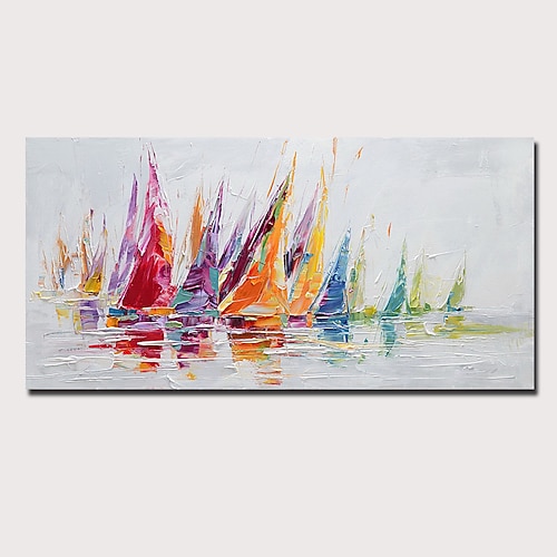 Ölgemälde handgefertigt, handgemalt, Wandkunst, abstrakt, Dämmerung, Meereslandschaft, Landschaft, Heimdekoration, dcor, gerollte Leinwand, kein Rahmen, ungedehnt Image