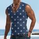 Anchor Argyle Herren-Tanktop im Resort-Stil mit 3D-Druck, ärmelloses T-Shirt für Männer, Sport, Outdoor, Urlaub, Fitnessstudio, T-Shirt, Schwarz, Burgunderrot, Grün, ärmellos, V-Ausschnitt, Sommerkleidung