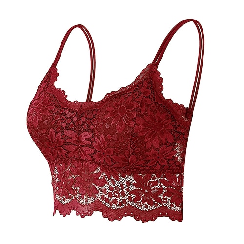 Damen Spitzen-BHs transparente BHs 3/4 Cup V-Ausschnitt Push Up Spitze reine Farbe Überziehverschluss Date Valentinstag Casual Alltag Nylon sexy 1Stk Weiß Schwarz / BHsamp;Bralettes / 1-teiliges Image