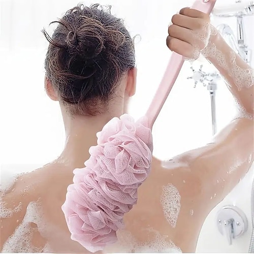 Duschbürste Luffa-Schwamm mit langem Griff Körperrücken-Mesh-Schrubber Badebürste Hautpeeling Massagebürste Badezubehör Image