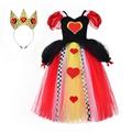 Alice in Wonderland Die rote Königin Kleid Blumenmädchen Kleid Tüll-Kleider Mädchen Film Cosplay Cosplay Schwarz Gelb Rot Kindertag Maskerade Hochzeit kleid hochzeitsgast Kleid