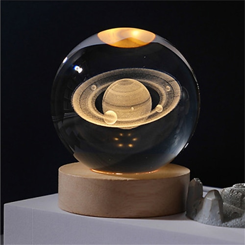 leuchtende planetarische galaxie kristallkugel nachtlichter usb power warmweiß nachtlicht weihnachtskind geschenk nachtlampe Image