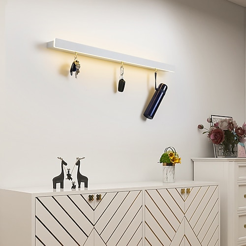 minimalistisches langes Wandlampenregal, 60/80/100/120 cm, moderne LED-Hintergrundwandlampe, Wohnzimmer, Schlafzimmer, Nachttisch, Aluminium-Innenwandleuchte, Beleuchtungsleuchte 110–240 V Image