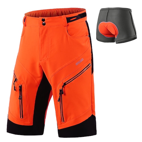 Herren MTB-Fahrradhose Fahrradshorts Fahhrad Shorts Weite Shorts Bequeme Passform Mountainbike MTB Straßenradsport Sport 3D-Polster Schnelltrocknend Wasserdichter Reißverschluß Weich Schwarz Armeegrün Image